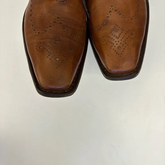 Calzoleria Toscana || Italian Leather Brogue Oxford Dress Shoes Tan EU 44 - Picture 5 of 9
